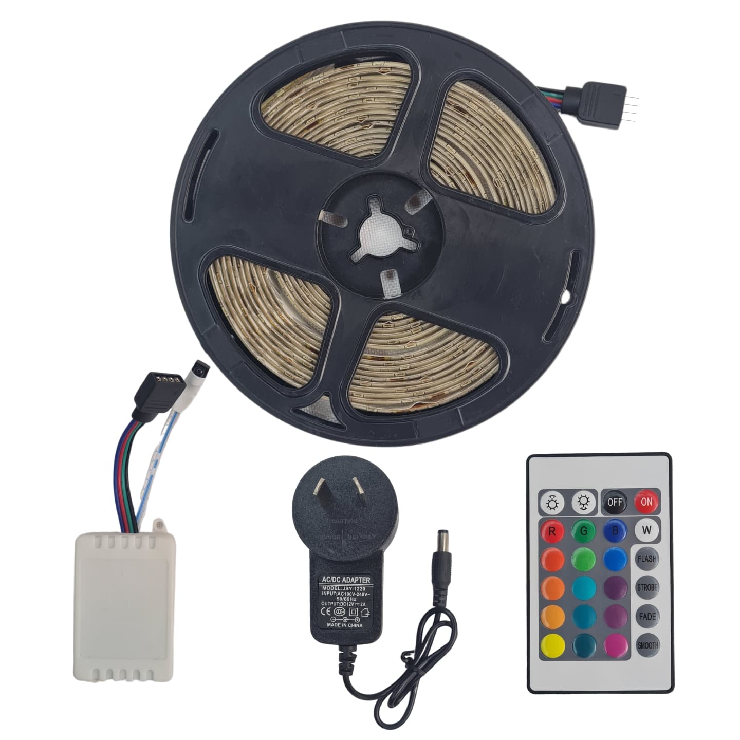 Tira LED RGB 5 Metros 2835 Exterior/Interior + Fuente + Control Remoto — Nacional — imagen 1
